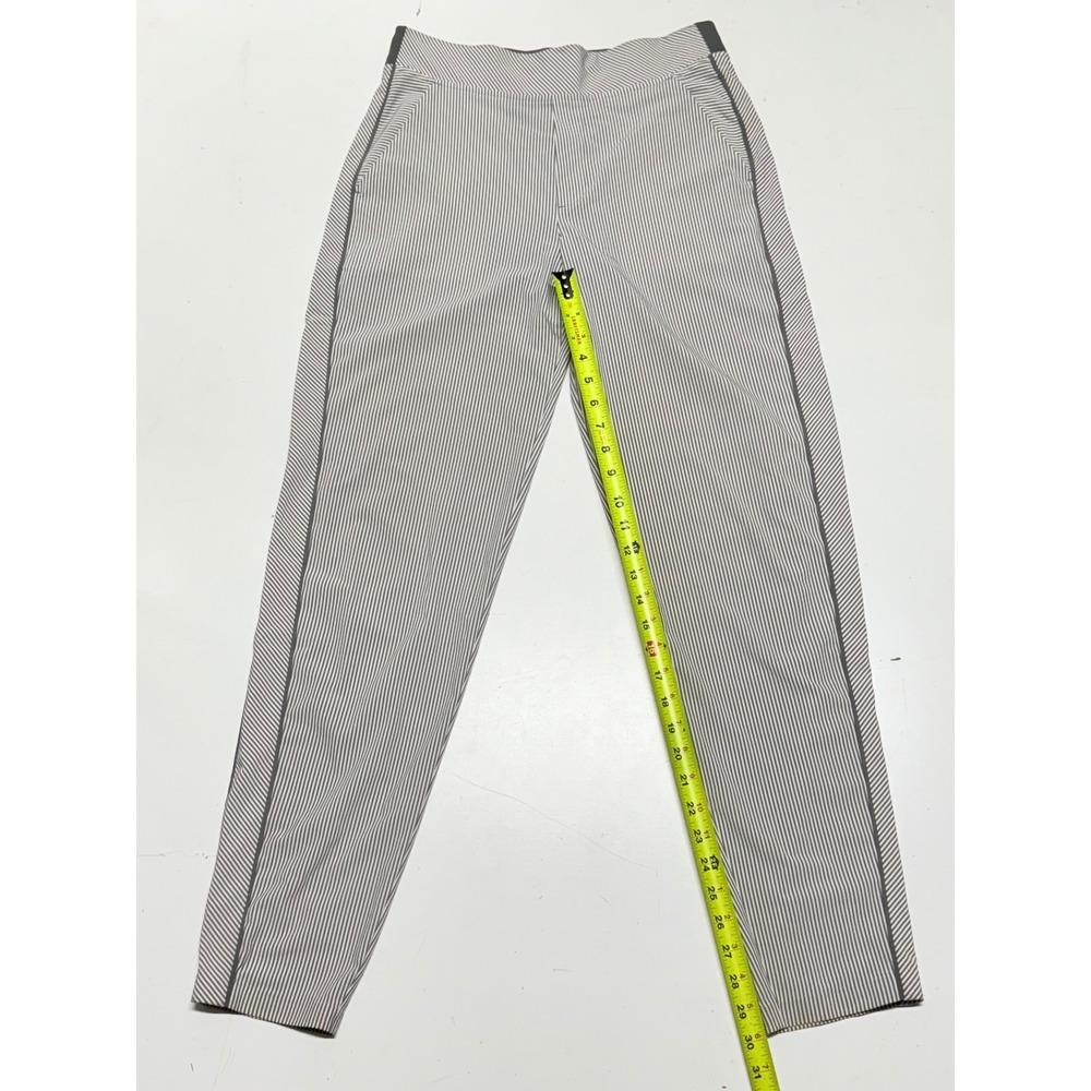 Athleta Gray White Pinstripe Athleisure Pants Women's Casual Activewear Size M